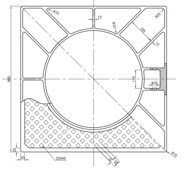 Bản vẽ chi tiết khung nắp hố ga vuông nắp tròn